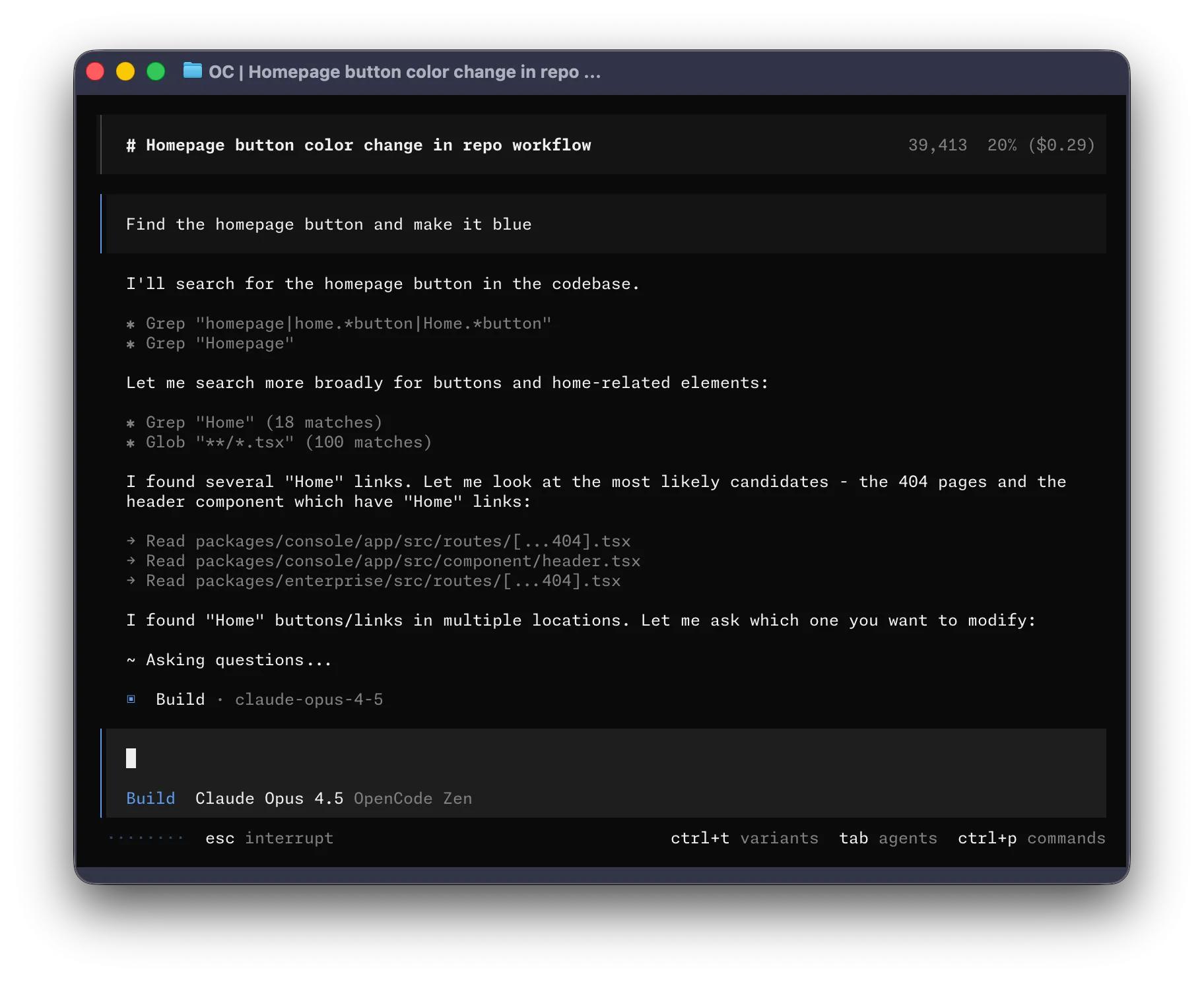 OpenCode 界面预览